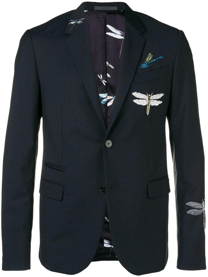 Valentino Dragonfly Embroidered Jacket - Blue