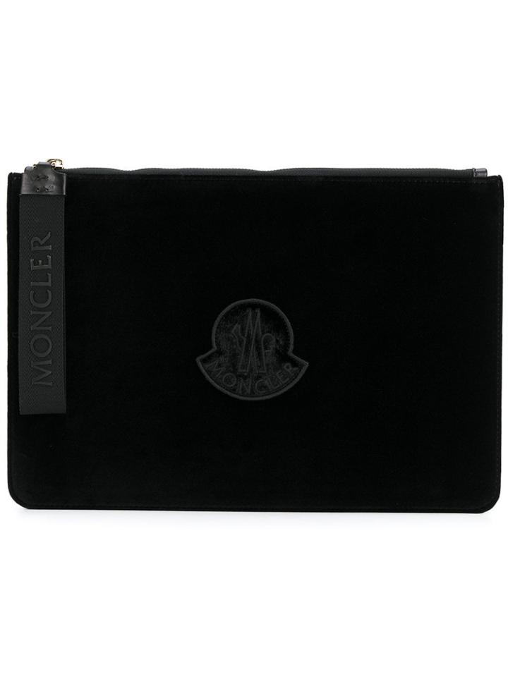 Moncler Embroidered Logo Clutch - Black