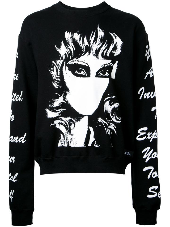 P.a.m. Printed Sweatshirt, Men's, Size: Large, Black, Cotton