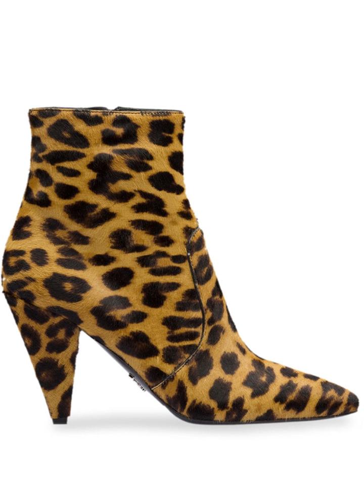 Prada Printed Calf Hair Booties - Brown