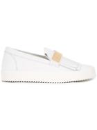 Giuseppe Zanotti Design Fringed Slip-on Sneakers, Men's, Size: 40, White, Leather/rubber/metal Other