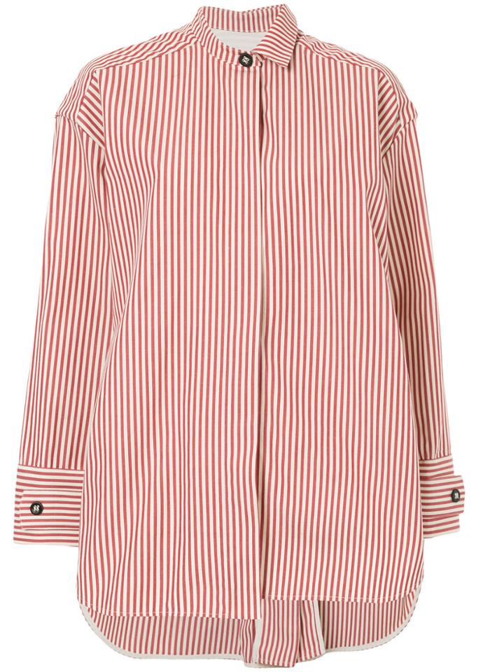 Walk Of Shame Boxy Fit Striped Shirt - Red