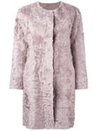 Simonetta Ravizza Fur Coat, Women's, Size: 40, Pink/purple, Goat Fur/polyamide/viscose/wool