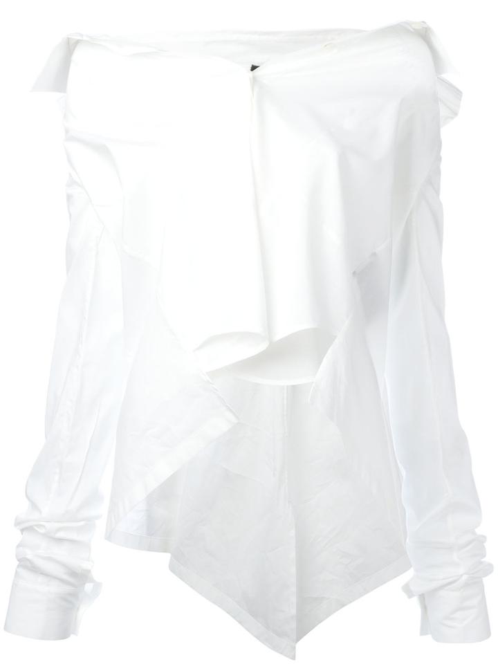 Unravel Project - Off-shoulders Asymmetric Blouse - Women - Silk/cotton - 38, Women's, White, Silk/cotton