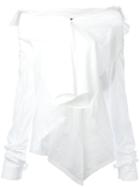 Unravel Project - Off-shoulders Asymmetric Blouse - Women - Silk/cotton - 38, Women's, White, Silk/cotton