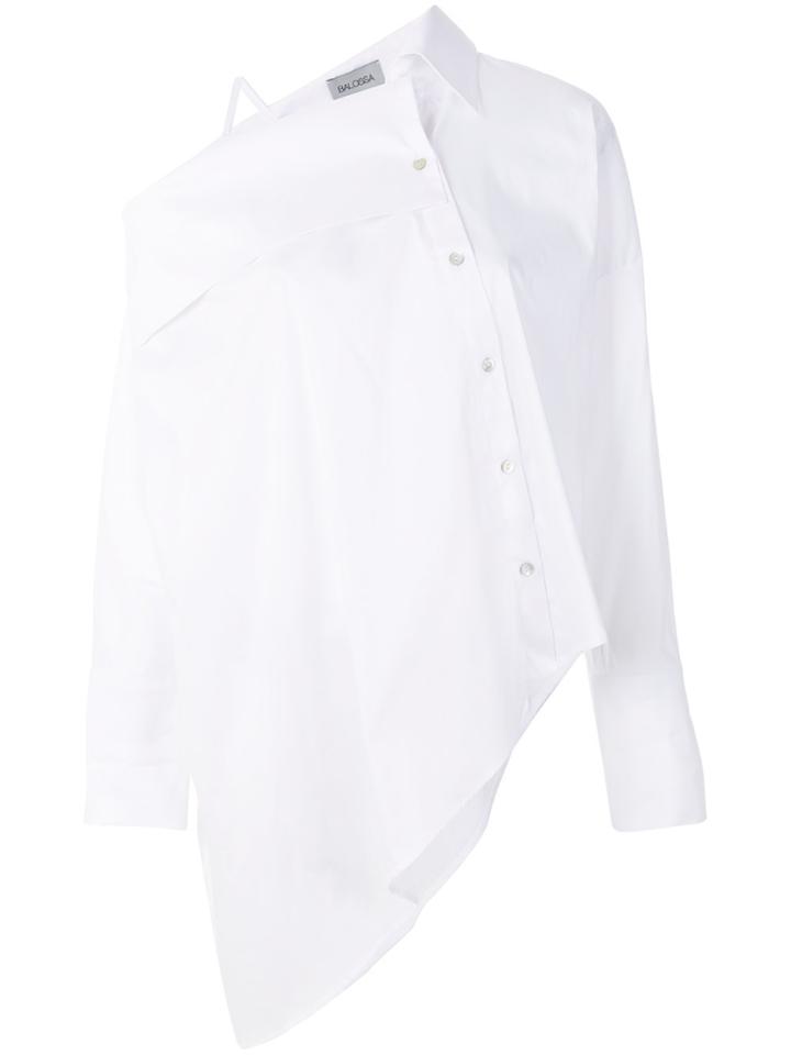 Balossa White Shirt Deconstructed Off Shoulder Shirt