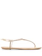 René Caovilla Embellished Flat Sandals - Neutrals