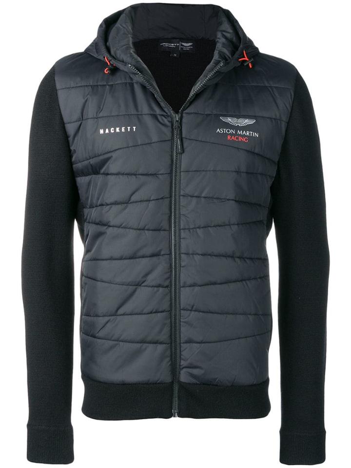 Hackett Aston Martin Racing Quilted Hooded Jacket - Black