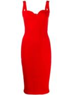 Victoria Beckham Sweetheart Fitted Midi Dress - Red