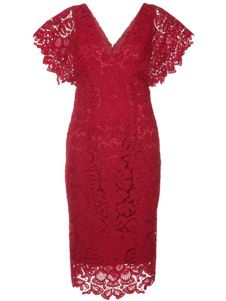 Ginger & Smart Floral Lace Shortsleeved Dress - Red