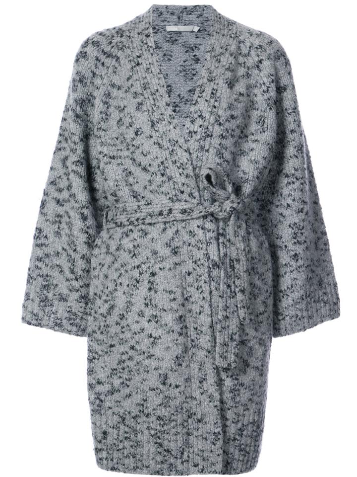 Vince Belted Patterned Cardigan - Grey