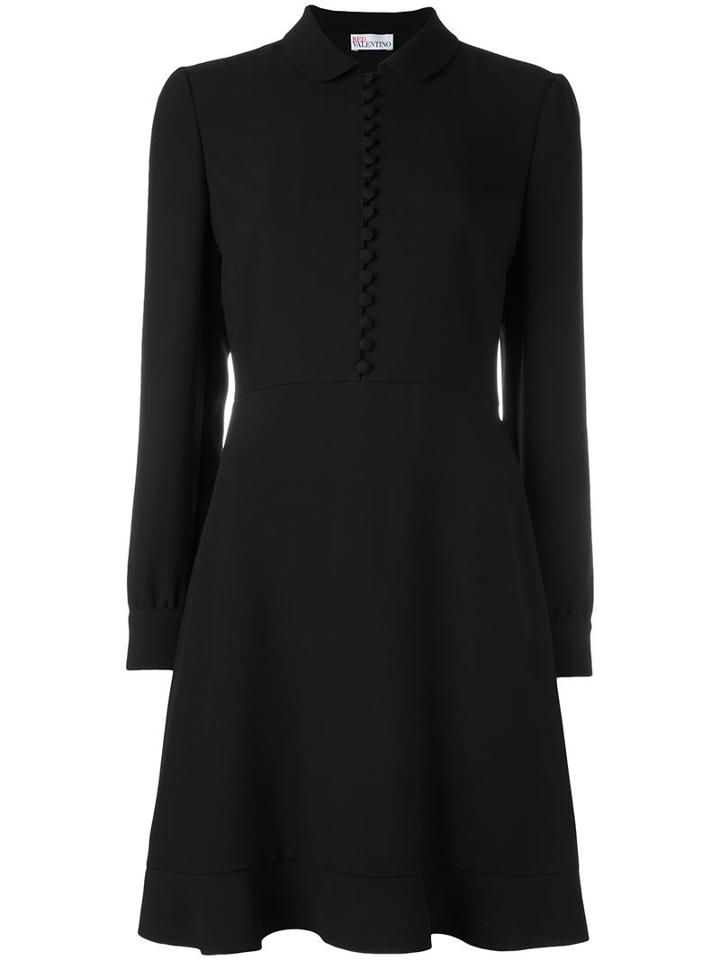 Red Valentino Front Button Flared Dress, Women's, Size: 40, Black, Viscose/acetate