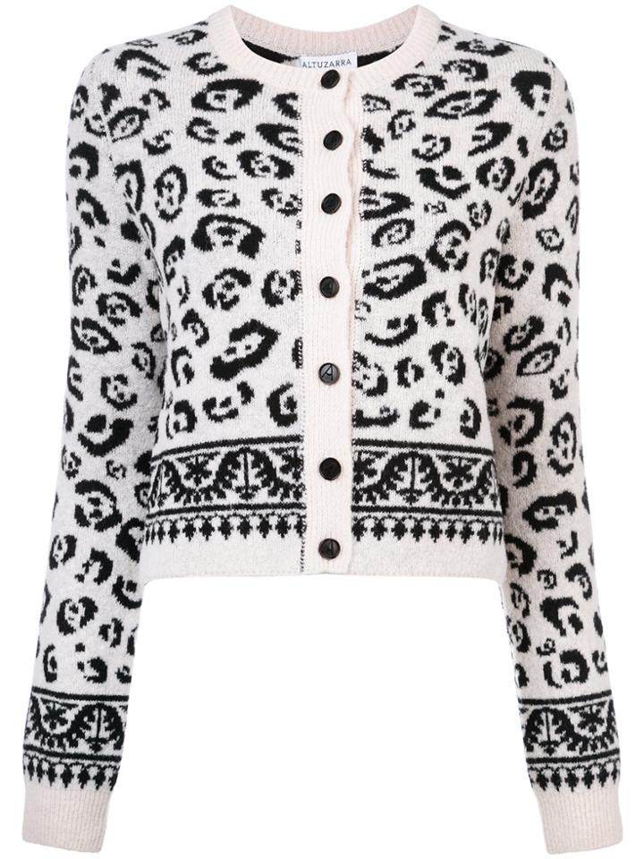 Altuzarra Leopard Intarsia Cardigan - White