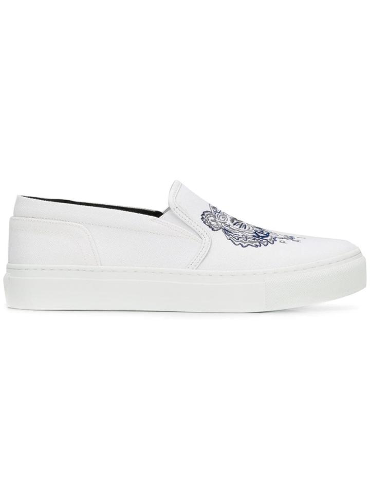 Kenzo Tiger Embroidered Slip-on Sneakers - White