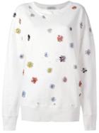 Faith Connexion Oversized Flower Embellished Sweatshirt, Women's, Size: Xs, White, Acrylic/brass/cotton