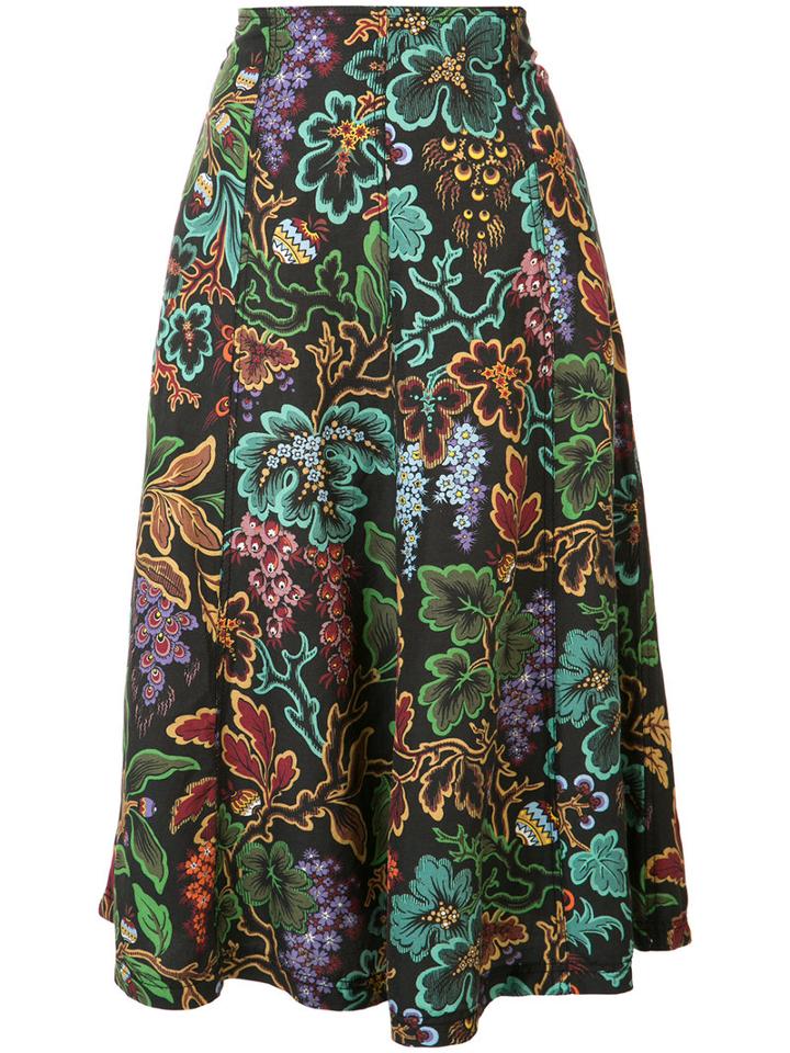 Philosophy Di Lorenzo Serafini Leaf Print Skirt, Women's, Size: 42, Black, Linen/flax/silk