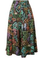 Philosophy Di Lorenzo Serafini Leaf Print Skirt, Women's, Size: 42, Black, Linen/flax/silk