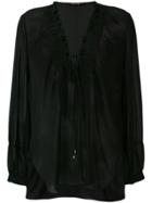 Roberto Cavalli Laced Neck Blouse - Black