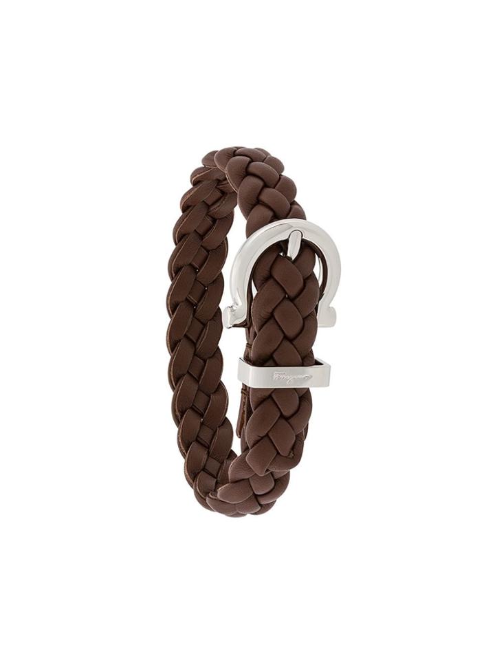 Salvatore Ferragamo Woven Gancini Bracelet - Brown