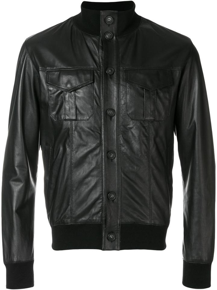 Orciani Button-down Biker Jacket - Black
