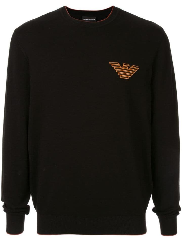 Emporio Armani Embroidered Eagle Logo Pullover - Black