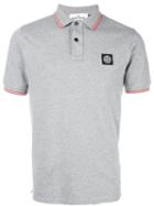 Stone Island Logo Patch Polo Shirt, Men's, Size: Large, Grey, Spandex/elastane/cotton