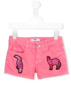 Msgm Kids Embroidered Animals Shorts, Girl's, Size: 8 Yrs, Pink/purple