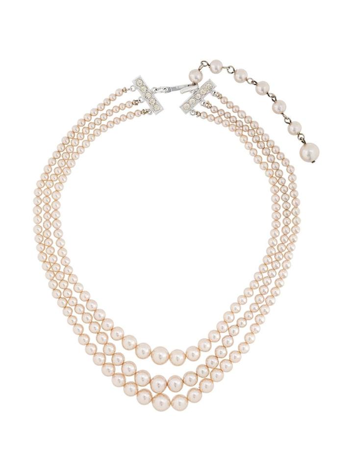 Susan Caplan Vintage 3 Row Faux Pearl Necklace - White