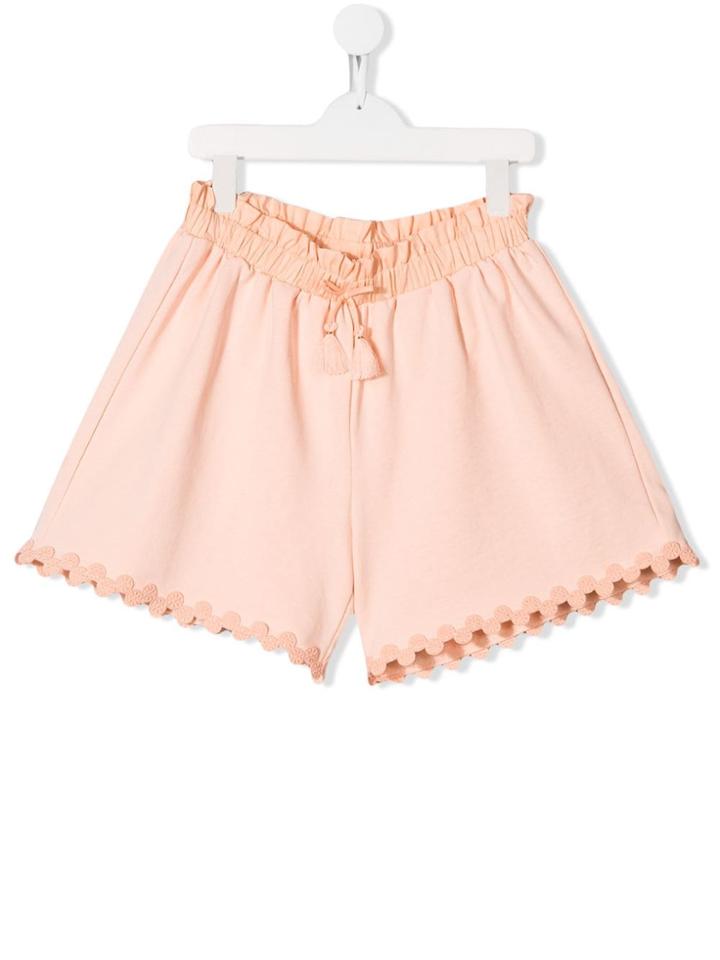 Chloé Kids Teen Embellished Hem Shorts - Neutrals