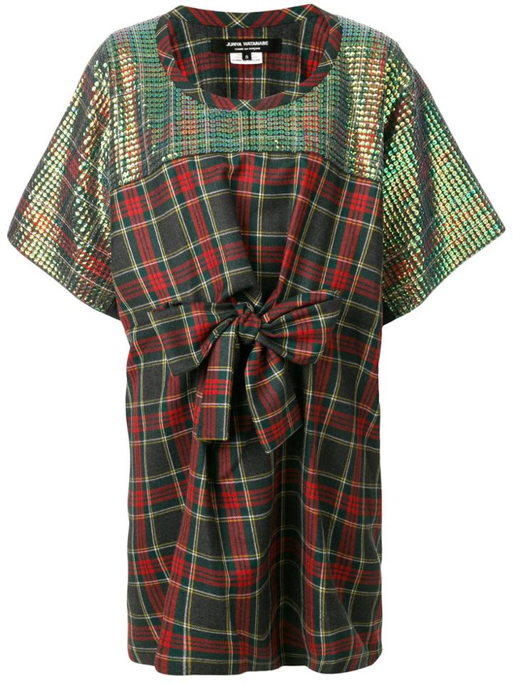 Junya Watanabe Comme Des Garçons Plaid Print And Sequin Panelled Dress