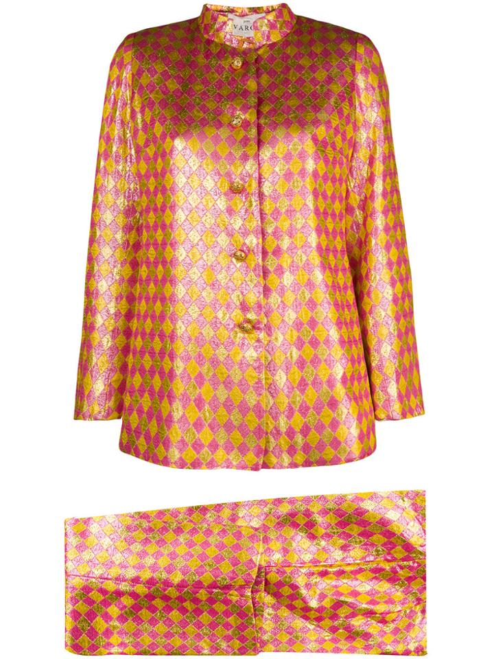 Jean Varon Vintage Joker Metallic Suit - Yellow & Orange