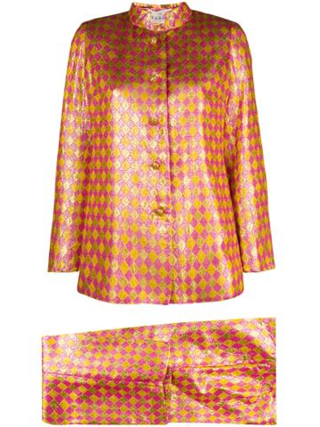Jean Varon Vintage Joker Metallic Suit - Yellow & Orange