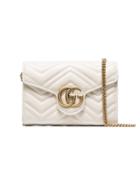 Gucci White Gg Marmont Leather Shoulder Bag