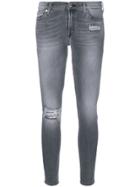 7 For All Mankind Sequin Patch Skinny Jeans - Grey