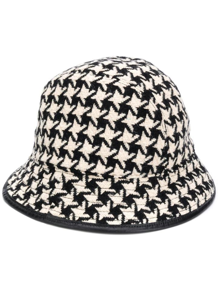 Gucci Houndstooth Fedora Hat - Black