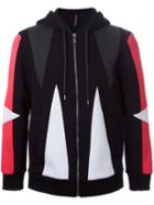 Neil Barrett Geometric Panelled Hoodie, Men's, Size: Large, Black, Cotton/lyocell