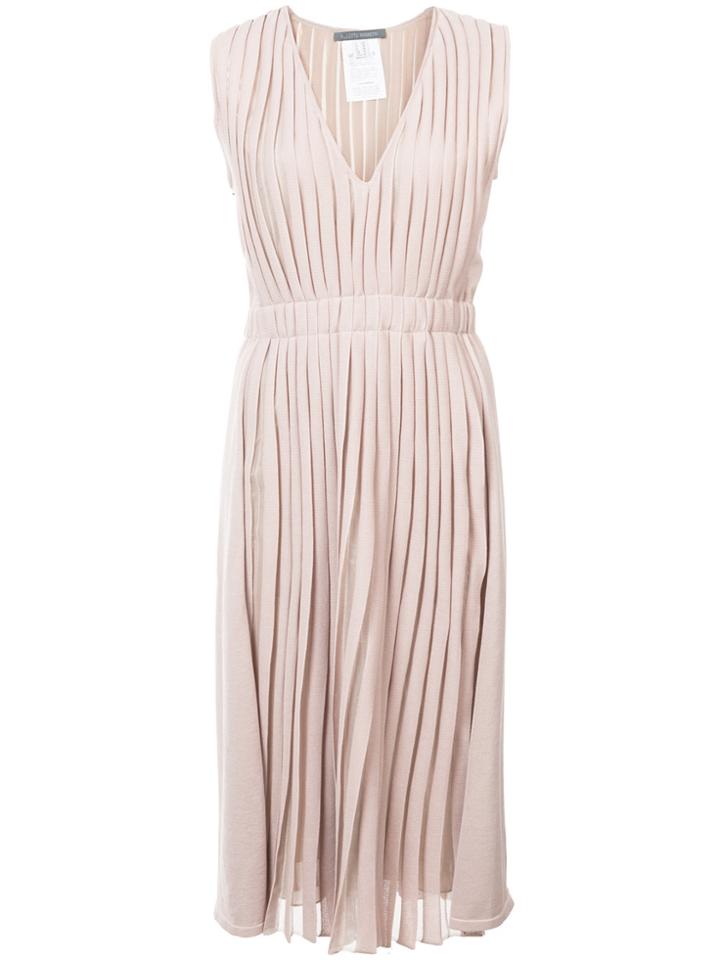 Alberta Ferretti Pleated Dress - Nude & Neutrals