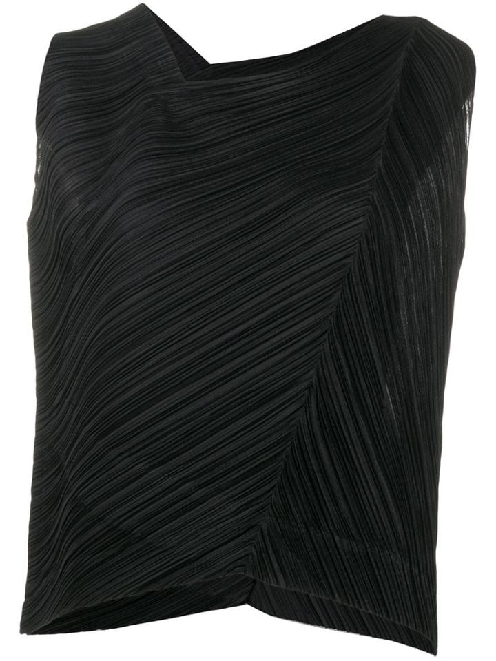 Pleats Please By Issey Miyake Micro Pleated Asymmetric Top - Black