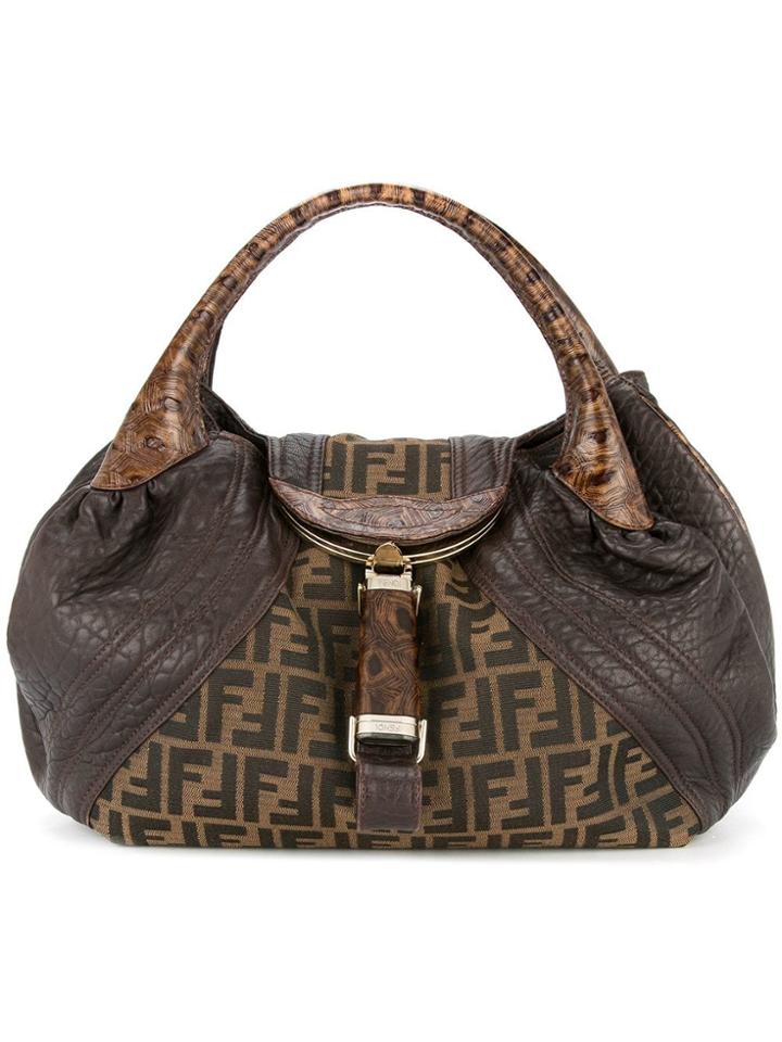 Fendi Vintage Spy Bag Zucca Pattern Hand Bag - Brown