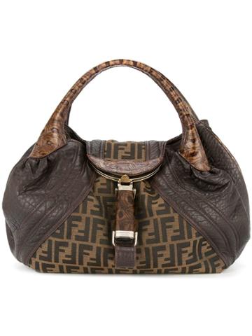 Fendi Vintage Spy Bag Zucca Pattern Hand Bag - Brown