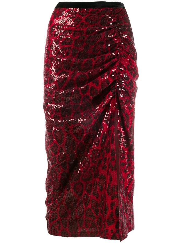 In The Mood For Love Ada Sequin-embellished Midi Skirt - Red