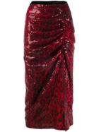 In The Mood For Love Ada Sequin-embellished Midi Skirt - Red