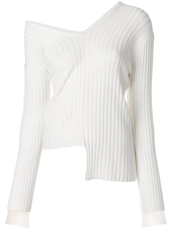 Helmut Lang Asymmetric V-neck Jumper - White