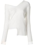 Helmut Lang Asymmetric V-neck Jumper - White