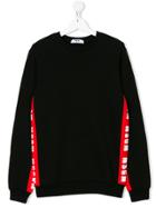 Msgm Kids Teen Contrast Piped Logo Sweatshirt - Black