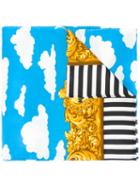 Moschino Vintage Baroque Cloud Striped Scarf, Adult Unisex, Blue