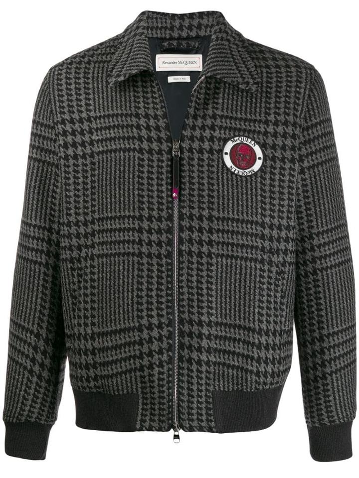 Alexander Mcqueen Skull Patch Bomber Jacket - Grey