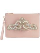 Sophia Webster Embellished Hand Strap Clutch - Pink & Purple