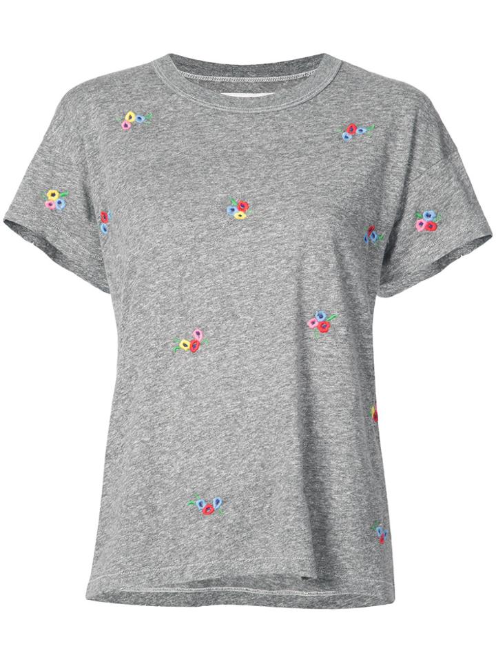 The Great Embroidered Boxy Crew-neck T-shirt - Grey