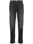 Agolde Distressed Straight-leg Jeans - Black